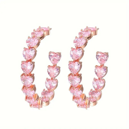 Iced Out Pink Love Earrings